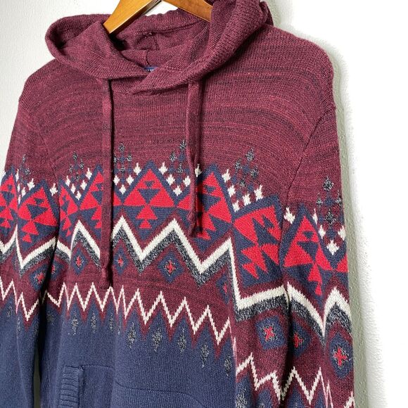 American Eagle Seriously Soft Hoodie Wool Blend Mens Small Multicolor Geometric - Picture 2 of 12